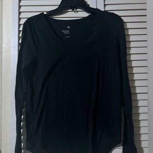 SO Women's Charcoal Long Sleeve V-Neck Top